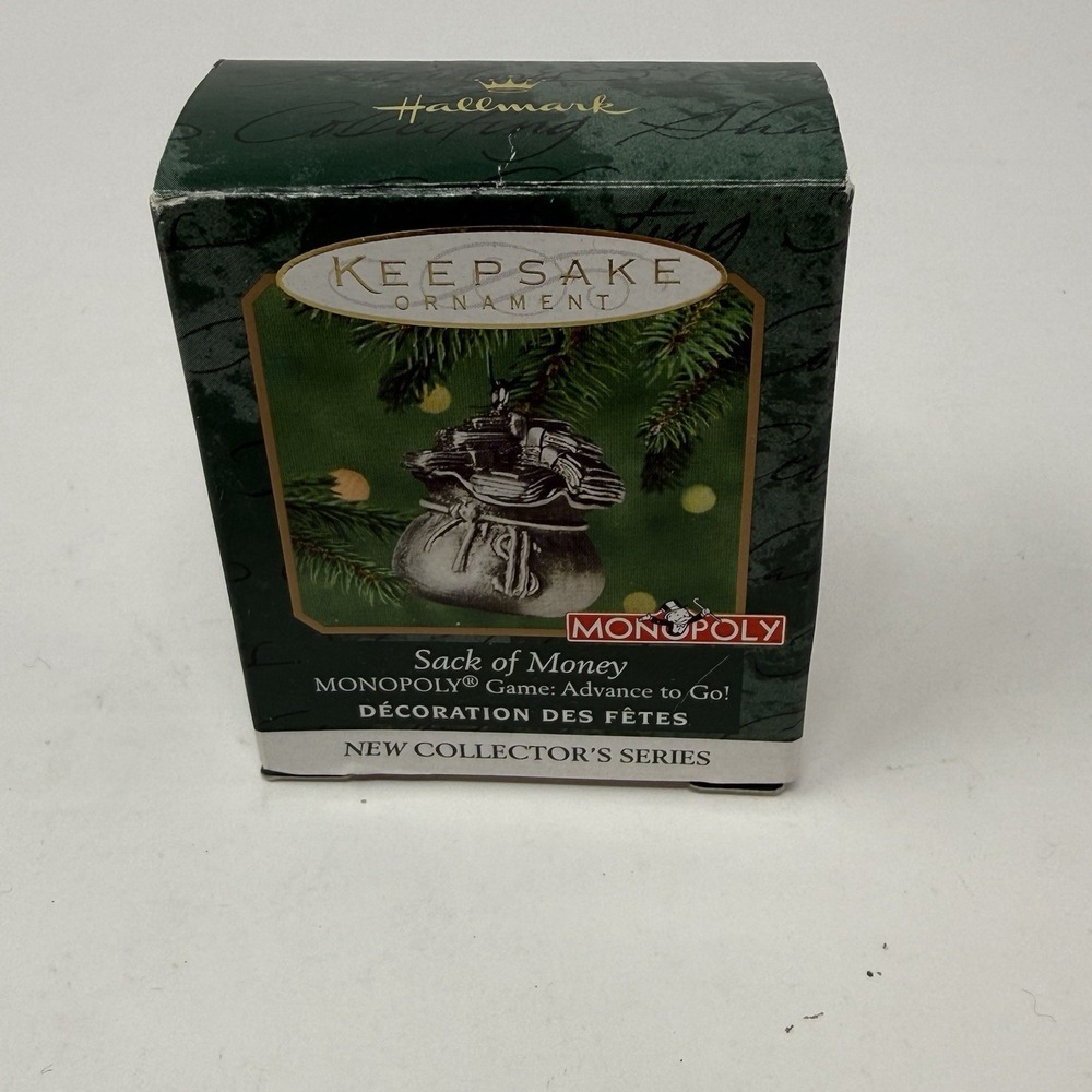 Hallmark Miniature Pewter Monopoly Money Bag Christmas Ornament 1st Of Series